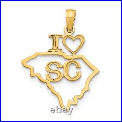 10K Yellow Gold South Carolina State Necklace Charm Pendant