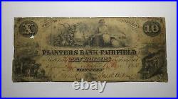 $10 1853 Winnsboro South Carolina SC Obsolete Currency Bank Note Bill Fairfield
