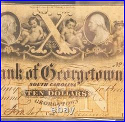 $10 1856 Georgetown South Carolina Obsolete Currency Bank Note Bill RARE