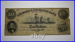 $10 1859 Charleston South Carolina SC Obsolete Currency Bank Note Bill! Exchange