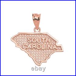 10k Rose Gold South Carolina State Map United States Pendant Necklace