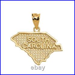 10k Yellow Gold South Carolina State Map United States Pendant Necklace