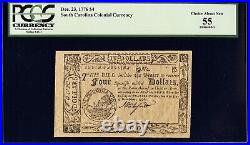 12/23/1776 South Carolina Colonial Note $4 PCGS Choice About New 55 Remainder