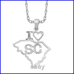 14K White Gold South Carolina State Necklace Charm Pendant