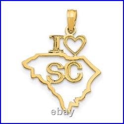 14K Yellow Gold Solid South Carolina State Pendant for Womens Perfect Gift
