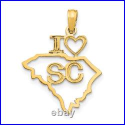 14K Yellow Gold South Carolina State Necklace Charm Pendant