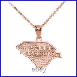 14k Rose Gold South Carolina State Map United States Pendant Necklace