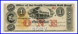 1800's $1 The Office of the SOUTH CAROLINA Rail Road with TRAIN AU