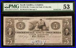 1830s 1850s $5 SOUTH CAROLINA BANK NOTE LARGE CURRENCY OLD PAPER MONEY PMG 53