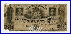1835 $20 The Merchants' Bank of SOUTH CAROLINA at Cheraw Note