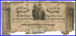 1835 Bank of South Carolina, Charleston, SC $100 Note No. 208 (59504)