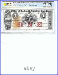1840-1870 $1 Remainder Note Charleston, South Carolina PCGS 69 Superb Gem PPQ