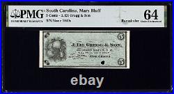 1840's SC Mars Bluff South Carolina J. Eli Gregg & Son 5¢ Note PMG Ch UNC 64