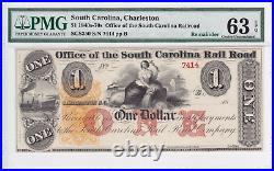 1840s-70s $1 Office of the South Carolina Rail Road Obsolete Note PMG CU 63 EPQ