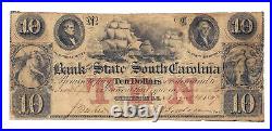 1847 Bank of The State of South Carolina, Charleston $10 Note Sh582 (05698)