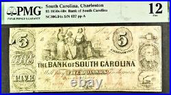 1850s-60s $5 (Five Dollars) South Carolina Charleston PMG 12 Fine banknote