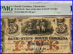 1850s-61 Bank of the State of South Carolina, Charleston $5 Five Dollar PMG