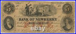 1854 Bank of Newberry, South Carolina $5 Note No. 4513 (59049)