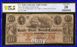 1856 $10 Dollar Bill South Carolina Bank Note Large Currency Paper Money Pcgs 20