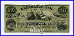 1857 $20 The Merchants' Bank of SOUTH CAROLINA at Cheraw Note