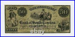 1857 $50 The Merchants Bank of SOUTH CAROLINA at Cheraw Note