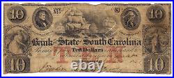 1857 Bank of the State of South Carolina, Charleston $10 Obsolete Note No. 57