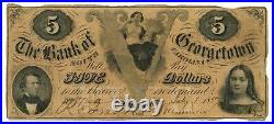 1857 The Bank of Georgetown, South Carolina $5 Bank Note No. 5774