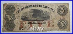 1857 The President of the State Bank of South Carolina $5 obsolete Note