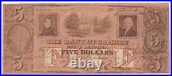 1858 Bank of Camden, South Carolina $5 Note No. 922 Sh 29 (58887)