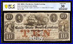 1859 $10 Dollar Bill South Carolina Bank Note Large Currency Paper Money Pcgs 30