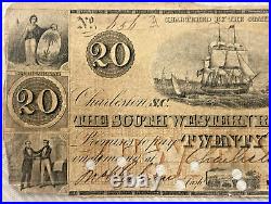 1859 $20 SOUTH WESTERN RAILROAD BANK Charleston, South Carolina Obsolete Note
