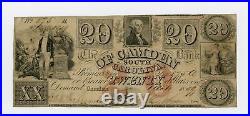 1859 $20 The Bank of Camden Camden, SOUTH CAROLINA Note