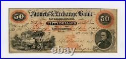 1859 $50 The Farmers' & Exchange Bank of Charleston, SOUTH CAROLINA Note