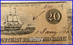 1860 $20 SOUTH WESTERN RAILROAD BANK Charleston, South Carolina Obsolete Note