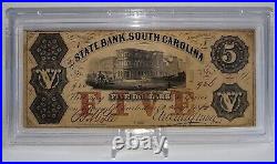 1860 $5 Dollar, State Bank South Carolina, Gem Margins, Great Color, Eye Appeal