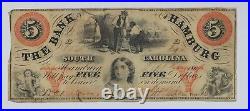 1860 Bank of Hamburg South Carolina $5 Obsolete Currency Note SC 490-25 23MN