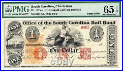 1860s-70s $1 Office of the South Carolina Railroad Obsolete PMG 65 EPQ! PQ+