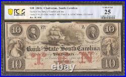 1861 $10 Bill South Carolina Bank Note Large Paper Money CIVIL War Pcgs 25