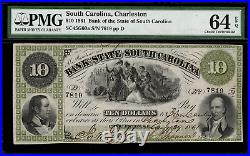 1861 $10 Obsolete Charleston, South Carolina PMG 64 EPQ Choice Uncirculated