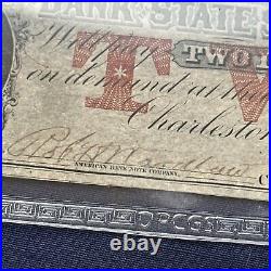 1861 $2 Two Two Dollar South Carolina Bank Note Large Currency CIVIL War Pcgs 35