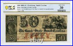 1861 $50 The Bank of the State of SOUTH CAROLINA Note PCGS VF 30