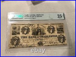 1861 $7 The Bank of Charleston Charleston, SOUTH CAROLINA Note PMG25 VF net