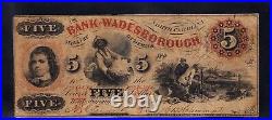 1861 Bank of Wadesborough South Carolina $5 Obsolete Banknote SN1181