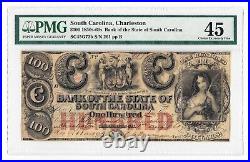 1861 Bank of the State of South Carolina, Charleston $100 Note No. 261 PMG 45