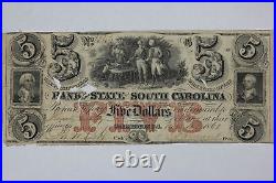 1861 Bank of the State of South Carolina Obsolete Currency Note Cancel Cuts SC