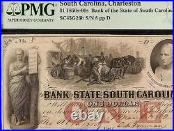 1862 $1 Low Sn 8 South Carolina Bank Note Currency Paper Money CIVIL War Pmg 53