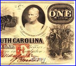 1862 $1 State of SOUTH CAROLINA CIVIL WAR ERA PMG XF 40- AMAZING ART