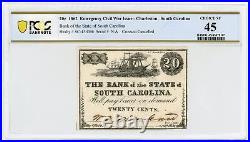 1862 20c The Bank of the State of SOUTH CAROLINA Note CIVIL WAR Era PCGS XF 45