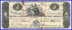 1862 Bank of the State of South Carolina $5 Sheheen 566 note, pen canceled