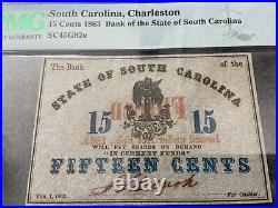 1863 Bank of the State of South Carolina, Charleston 15 Cents PMG Graded